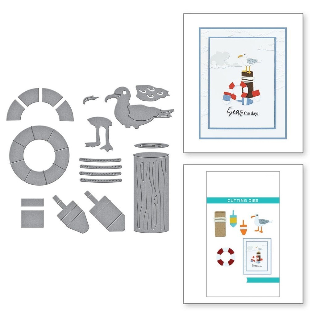 

Etched Metal Cutting Dies Seagull and Piling Life Preserver Scrapbooking For Crafts Greeting Card Making