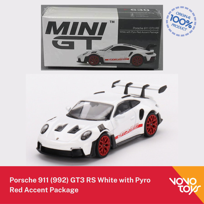 MiniGT 630 Porsche 911 (992) GT3 RS White with Pyro Red Accent Mini GT