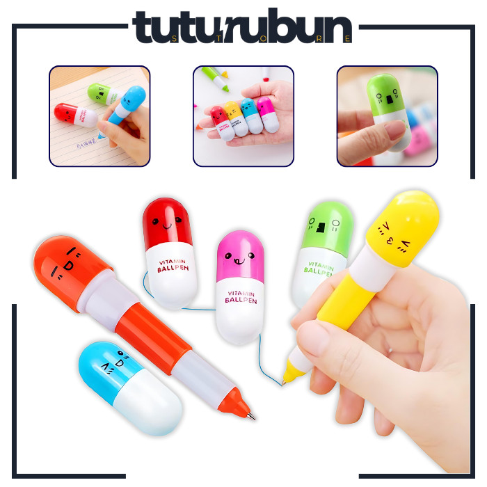 

Pulpen Pena Bolpoin Pens Vitamin Ballpen Unik Mini Kecil Lucu Souvenir