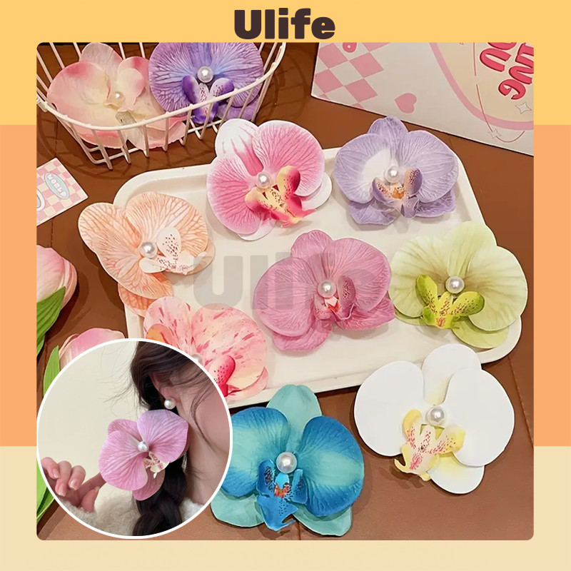 Jepit Rambut Bunga Anggrek / Jepit Bunga Anggrek Kupu-kupu / Jepit Rambut Wanita