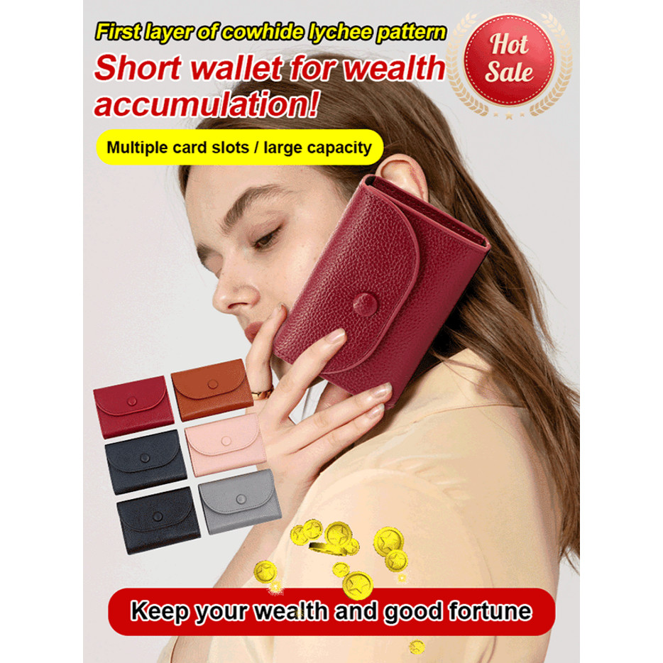 ✨ 𝐎𝐑𝐈𝐆𝐈𝐍𝐀𝐋✨  【Dirancang untuk perjalanan】Dompet wanita kulit asli/mini dompet multifungsi untuk kart