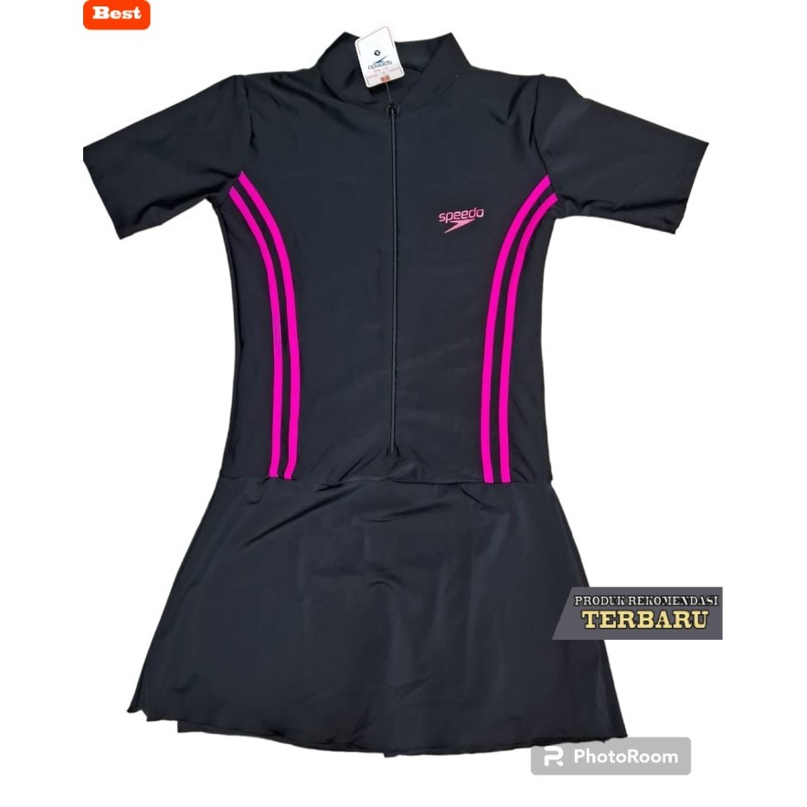 rok wanita kekinian BAJU RENANG DIVING WANITA ROK SPEEDO - Hitam putih, L