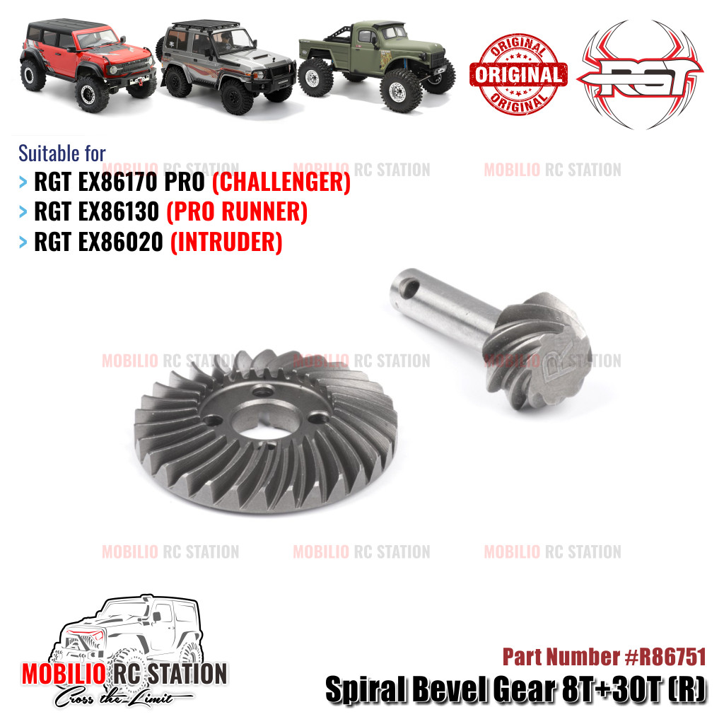 RGT Part #R86751 Spiral Bevel Gear 8T+30T (R) RC EX86170 PRO Challenger EX86130 Pro Runner EX86020 I