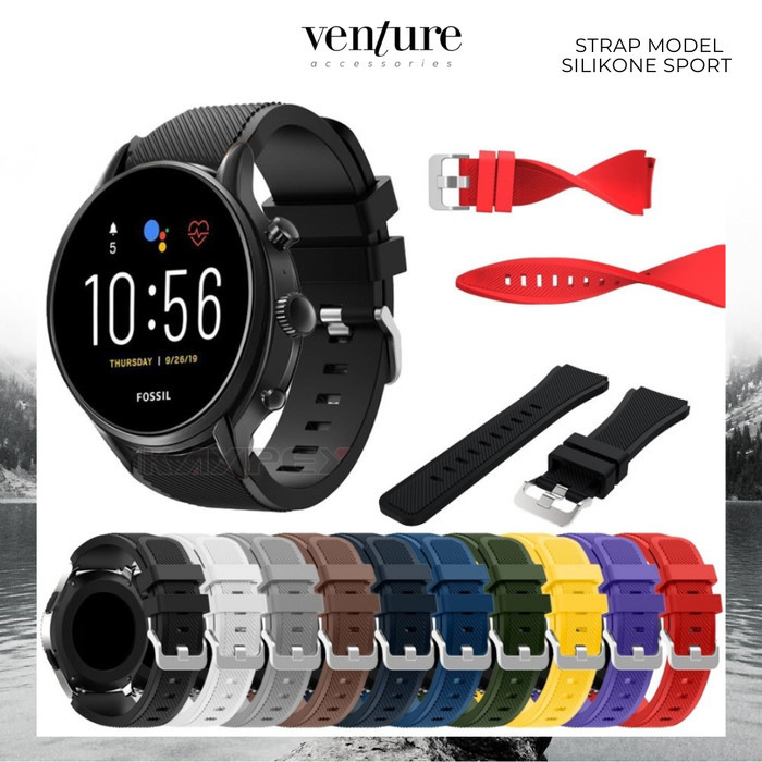 [New Collection] TALI JAM STRAP SMARTWATCH FOSSIL GEN 4 5 22MM MODEL SPORT SILIKON - black