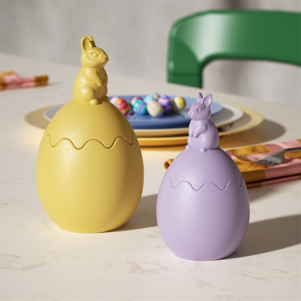 

Nicole Easter Egg Candle Jar with Lid Concrete Silicone Mold DIY Bunny Candle Vessel Gypsum Jesmonite Mould Easter Home Decor