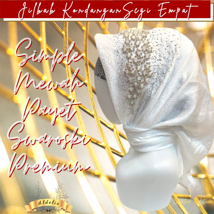 Jilbab Pesta Terbaru Glamour Mewah Full Swarovski Instan Premium BFS - Silver