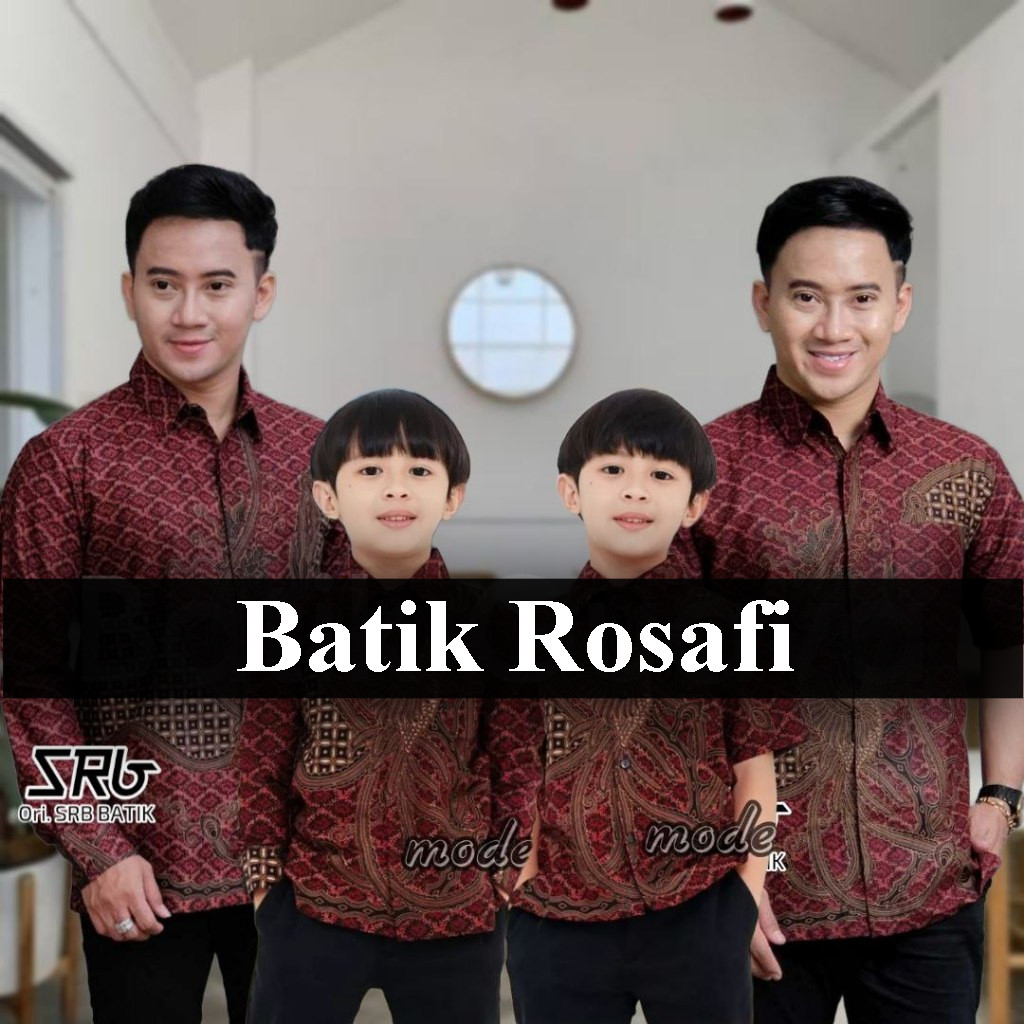 Batik Rosafi - Terbaru Couple Sweet - Batik Ayah dan Anak Motif Phonix Merah Marun - Batik merah Mar