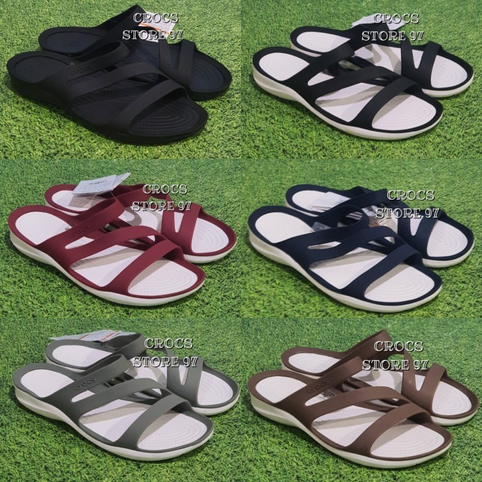 [[New Collection]] CROCS SWIFTWATER/SANDAL CROCS SWIFTWATER FLAT - Cokelat, 36