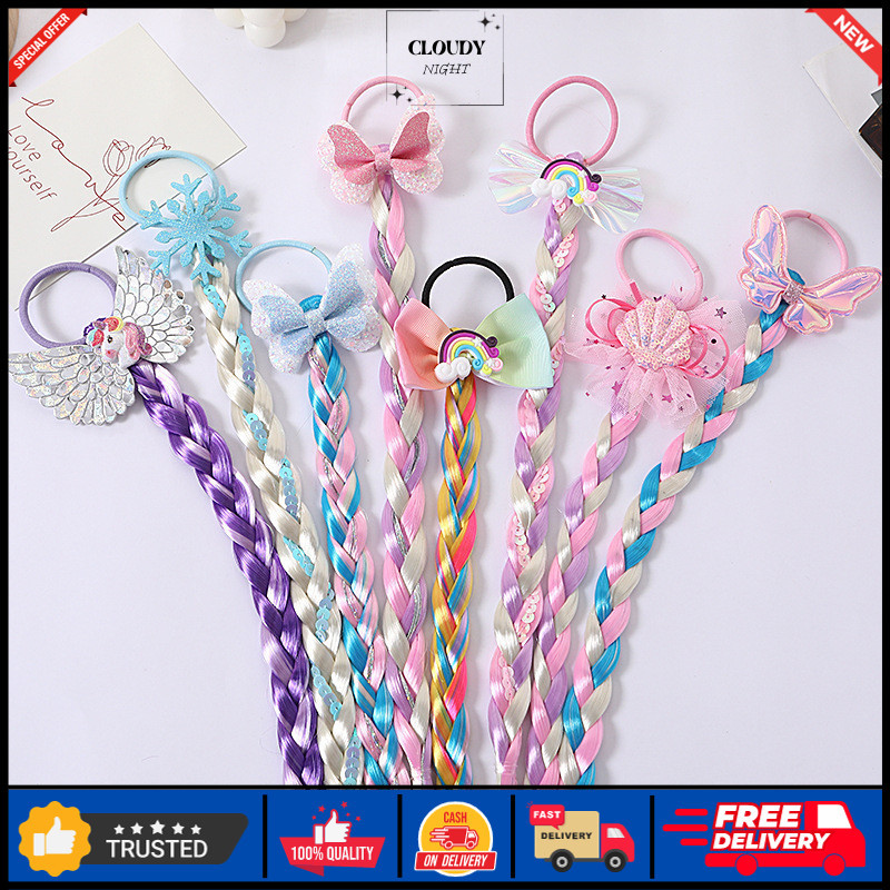 CN - IKAT RAMBUT UNICORN ANAK PEREMPUAN MODEL WIG PALSU WARNA-WARNI ANAK KOREA / IKAT RAMBUT PALSU M
