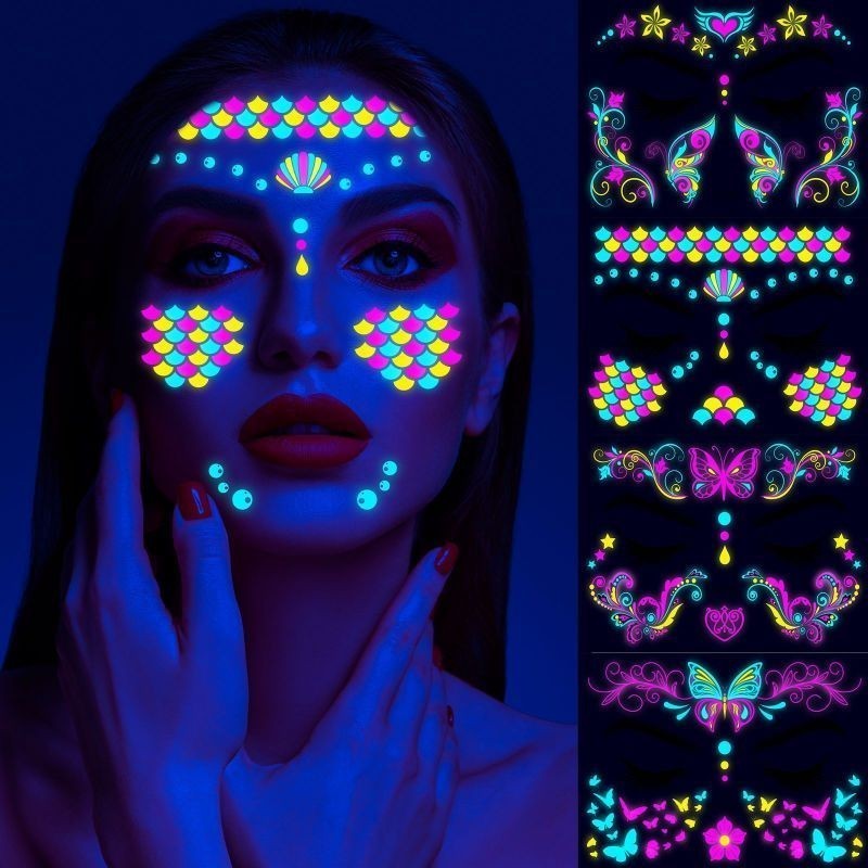 

Sticker Wajah Glow In The Dark Face Sticker Wajah Stiker Face Stiker Wajah Makeup Halloween Party