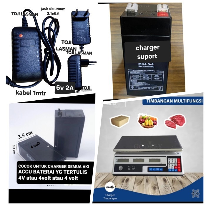 BSM ( CHARGER TIMBANGAN 6V 2A ) ADAPTOR DIGITAL BUAH SAYUR 1A 500MA 1000MA