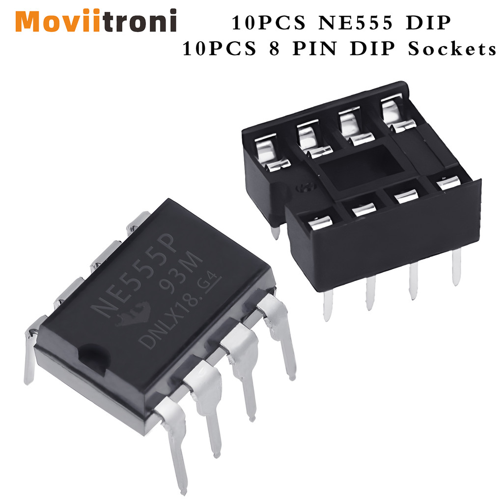 

20/50Pcs (10/25 each) NEW NE555 NE555P IC 555 Timer Programming Oscillator Chip 8 Pin DIP-8 Sockets for Pulse Generator