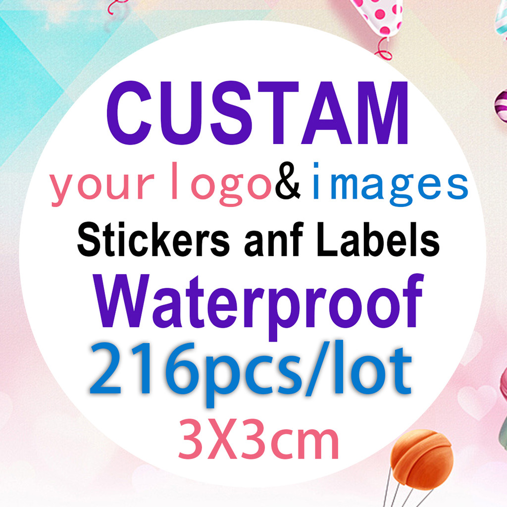 

3cm-216pcs Custom stickers and company logo personalized labels, waterproof and design your own labels, birthday wedding sticker