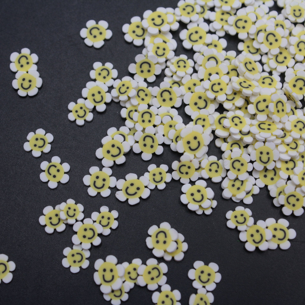 

100g/Lot Polymer Clay Cartoon Smiling Flower Slices Sprinkles for DIY Crafts Filling Accessories