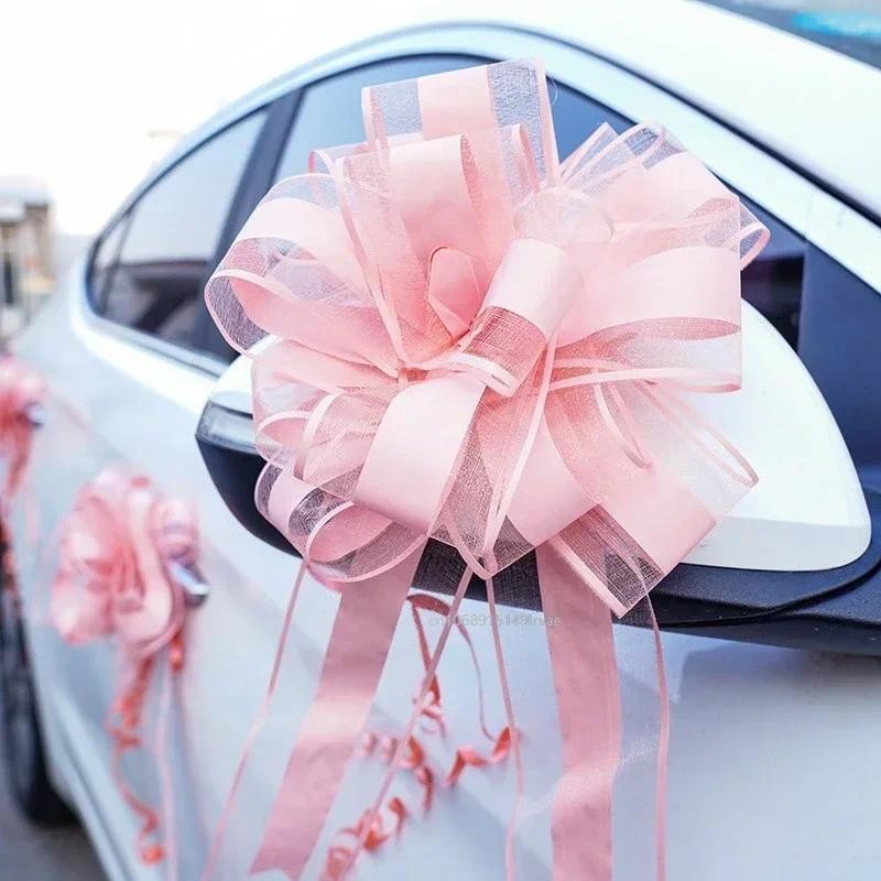 

White Wedding Car Ribbon Pull Bows Knot Gift Wrap Wedding Car Decor Birthday Party Supplies Pew Chairs DIY Home Decoration