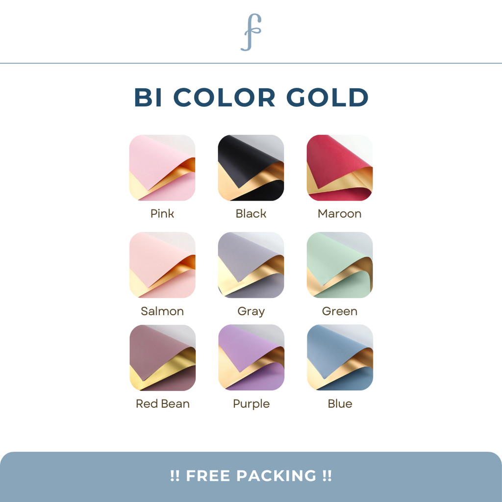 

[20 lmbr] Kertas Buket Bunga Bi Color Gold / List Gold 2 Warna / Flower Wrapping Paper