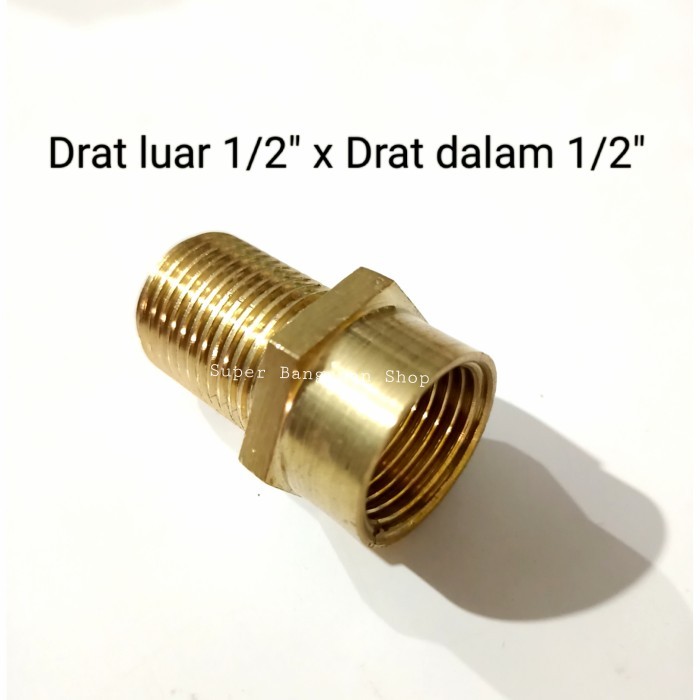AM90 neple sok kran drat luar panjang drat dalam 1/2inchi