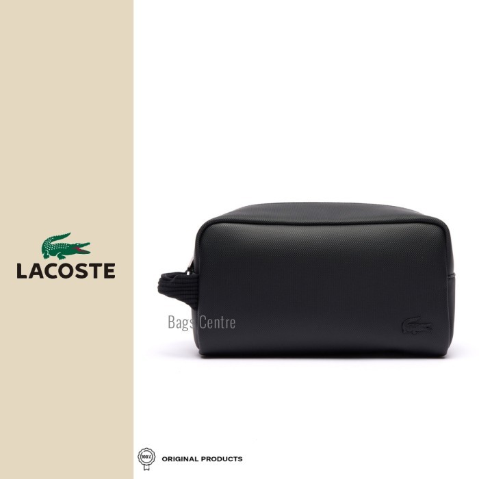 Lacoste Men Classic Clutch Bag Canvas Tolitery Bag Noir - Black