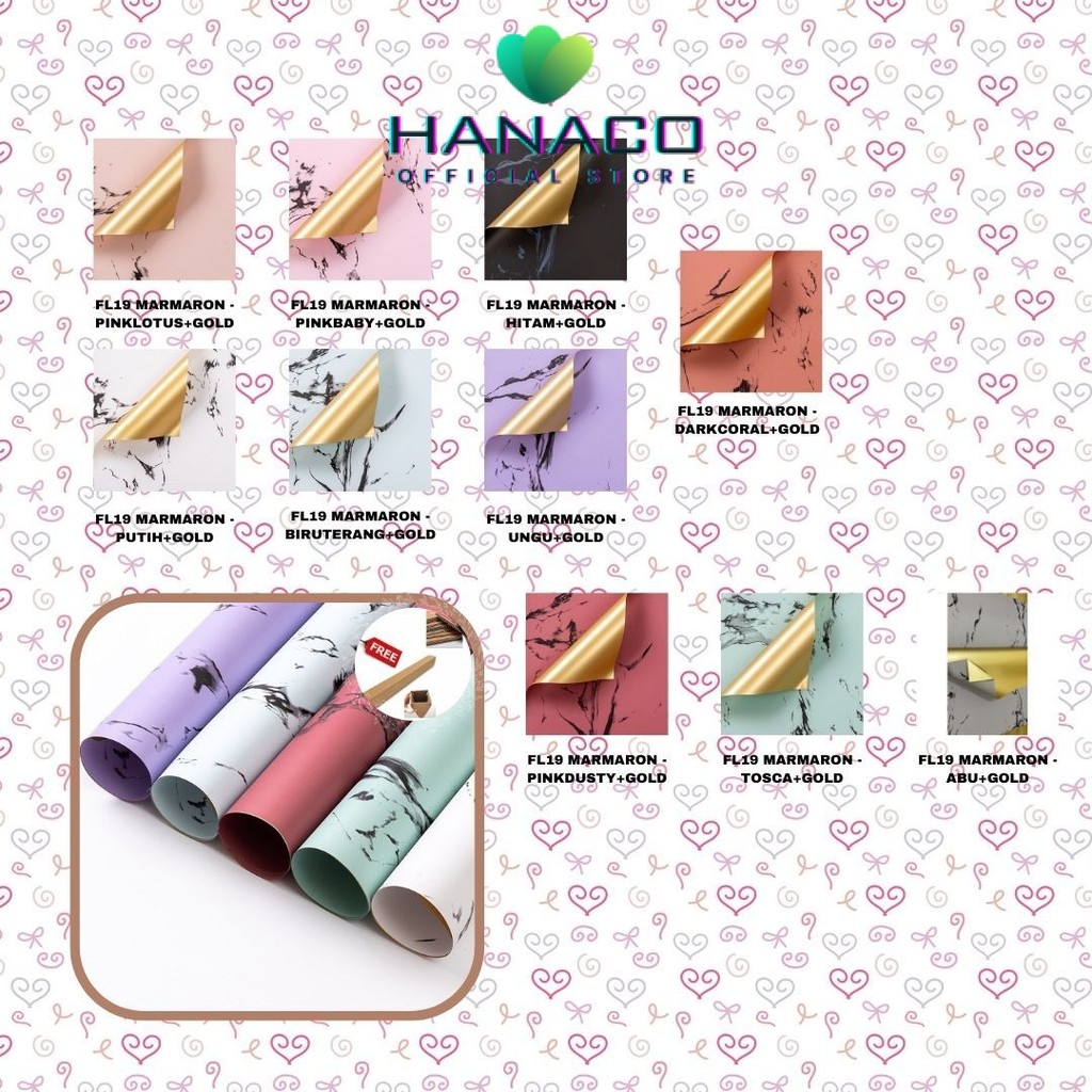 

HANACO - (5 LEMBAR) - FL19 MARMARON Kertas Bunga Paper Buket Motif Batu Marmer Abstrak Florist Cellophane