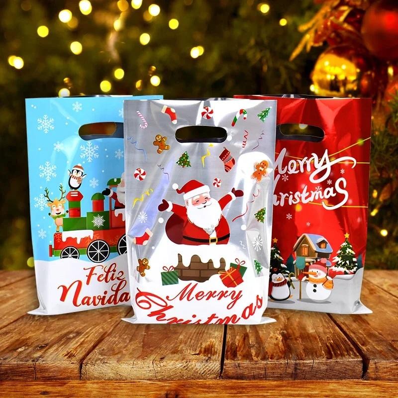 

10/20/30pcs Gift Bags Cartoon Plastic Candy Cookie Packaging Bag 2024 Navidad Decoration Home Kids 2025 New Year Gift