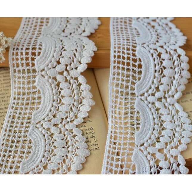 

1 Yard White Beige Black Cotton Lace Ribbon DIY Handmade Lace Trims Garment Accessories 8cm