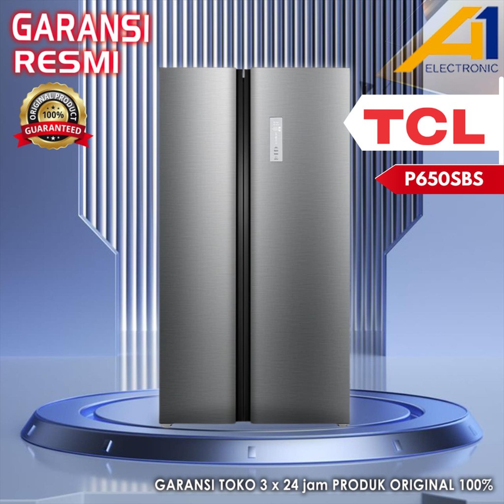 Kulkas TCL P650SBS Side by Side 505 Liter Galaxy Grey Metal