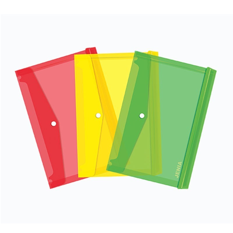 

PER PAK ISI 12 Jenia Map Kancing Clear Plastik Warna Warni / Map Kancing Ukuran Folio