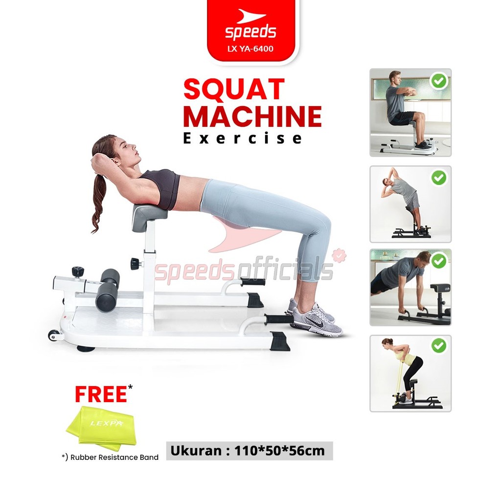 SPEEDS Squat Machine Alat Fitness Squat Machine Multifungsi untuk Latihan Sit Up dan Push Up di Ruma
