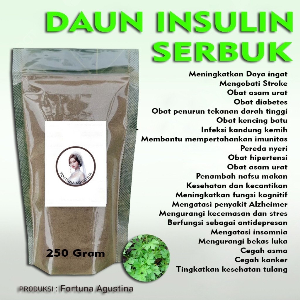 

Daun Insulin Serbuk, penurun tekanan darah tinggi, Meningkatkan Daya ingat