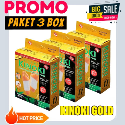 PR - (𝐏𝐑𝐎𝐌𝐎 𝐇𝐄𝐌𝐀𝐓 30 PCS) KINOKI GOLD 𝗢𝗥𝗜𝗚𝗜𝗡𝗔𝗟 DETOX KOYO KAKI ASLI HERBAL 3 BOX