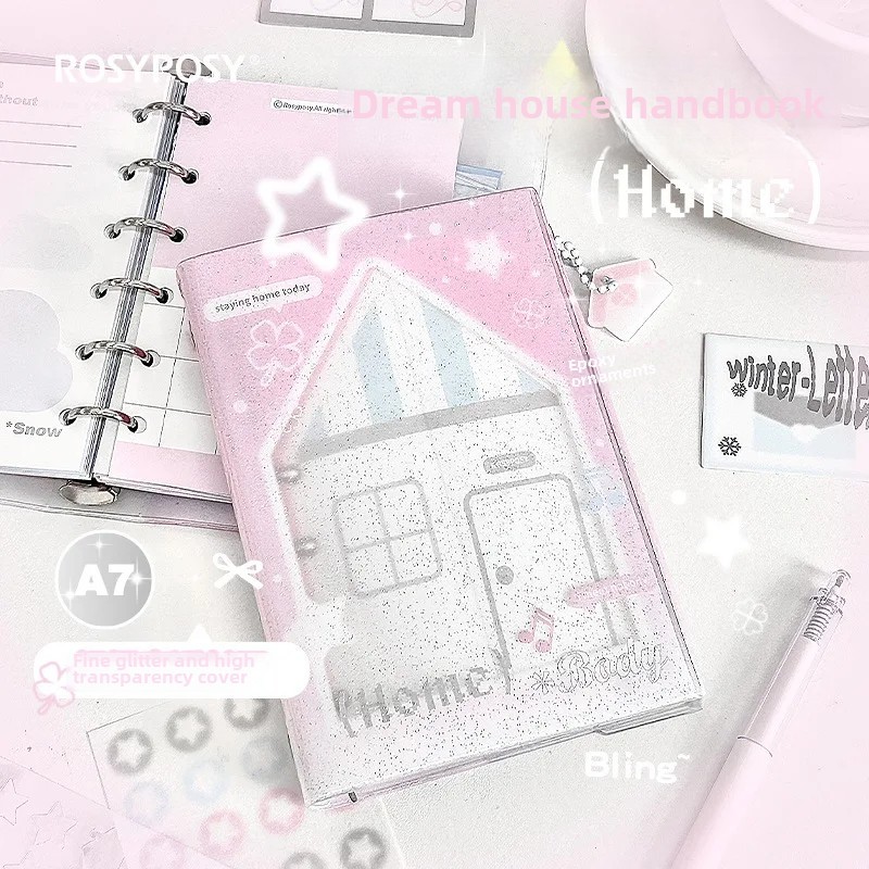 

Rosyposy Soft Set Dreamy House A7 Notebook Delicate Flashing Transparent Cover Diy Colorful Loose Leaf Binder