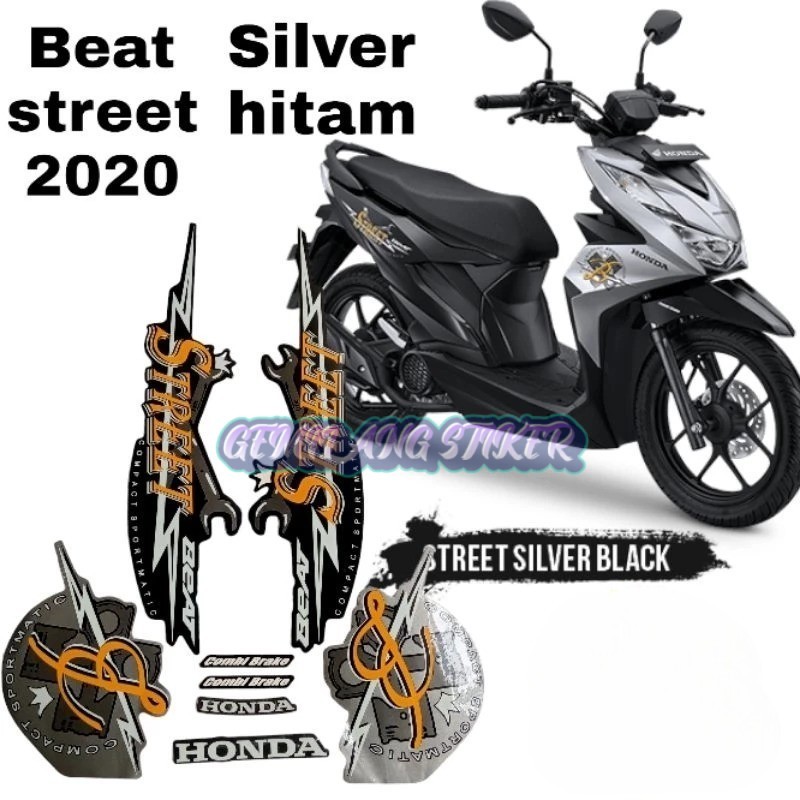 Striping Decal Polet Sticker honda beat street 2020 all new hitam silver stiker list body motor stan