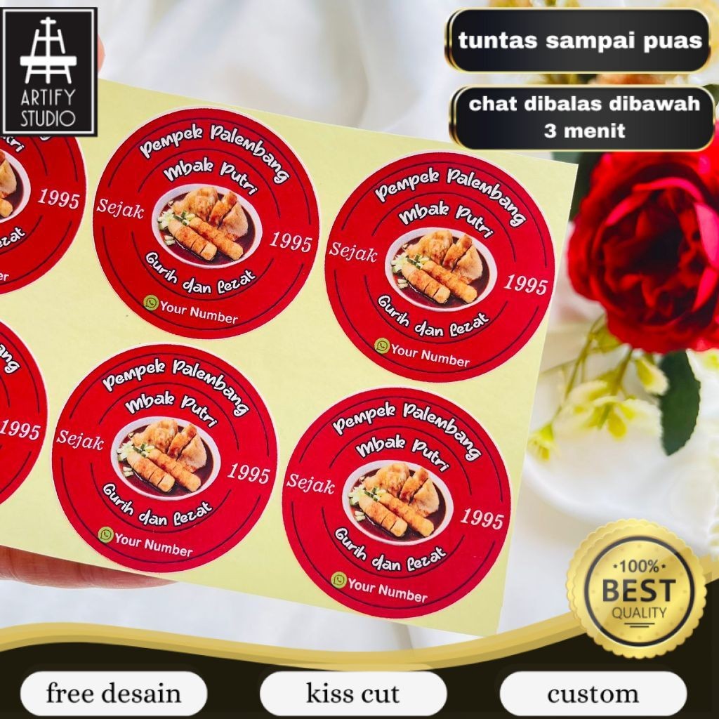 

Artify 9-15 Cetak Sticker Makanan Pempek Chromo Bulat Free Desain Cutting Kiss Cut Custom Murah