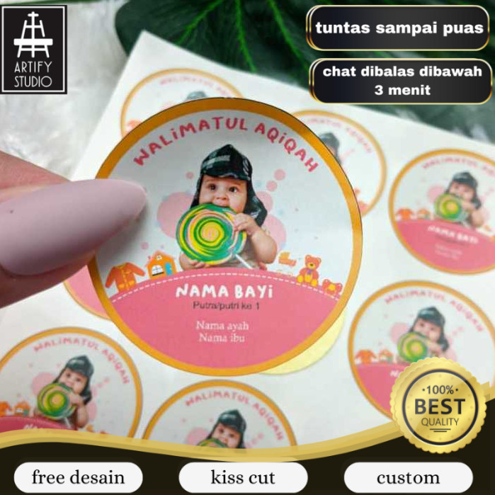 

Artify 2-4 Stiker Bulat Label Tasyakuran Aqiqah Sticker Nama Anak Bayi Ucapan Kelahiran Akikah