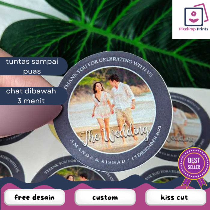 

Opikapip 9-15 Print Sticker Wedding Souvenir Stiker Bulat Chromo Custom Ucapan Nikah Free Desain