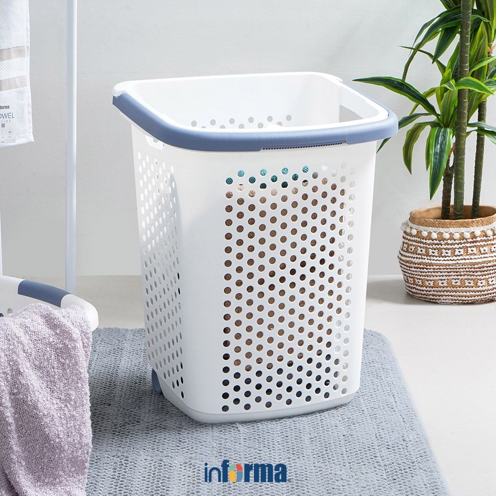 Informa Zola Keranjang Laundry Dengan Handle - Putih Tempat Baju Pakaian Cucian Laundry Basket Perle