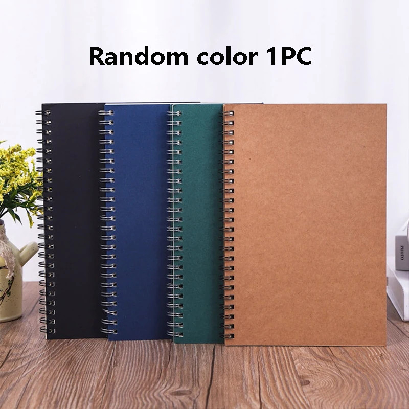 

Spiral Notebook A5, 21x14cm 50 Lined Pages Plain 4 Colored Kraft Cover Lined Notebook for School Project Home Writing