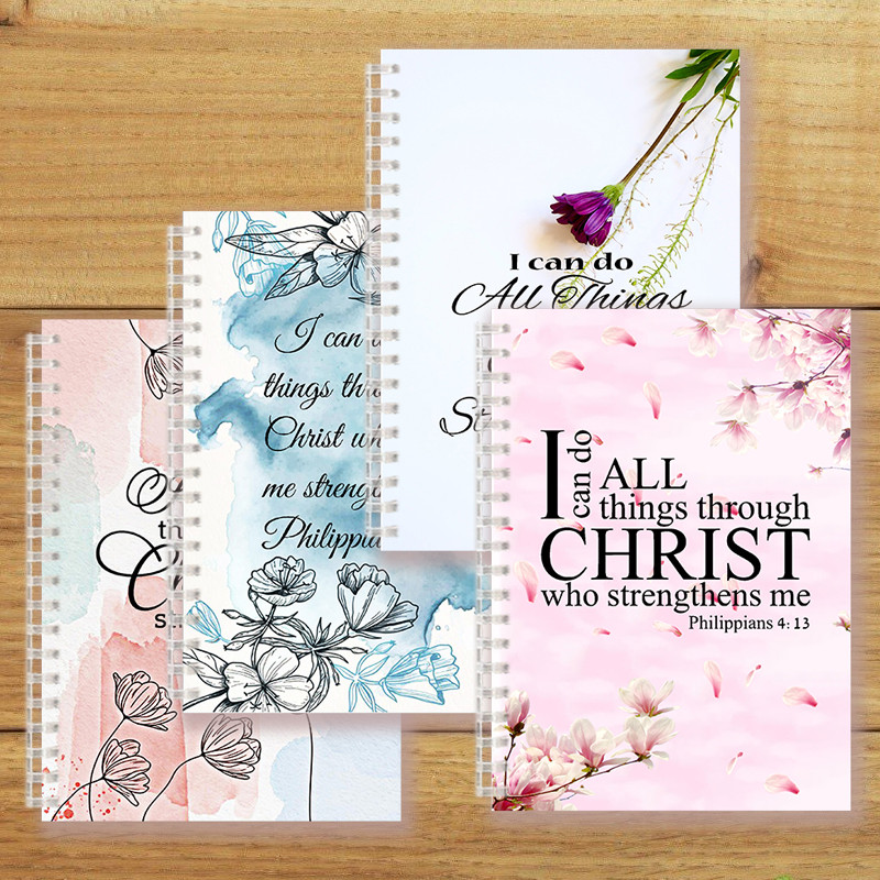 

Philippians 4:13 Quote - I Can Do All Things Through Christ Who Strength Me - A5 Spiral Notebook Christian Bible Note Book Faith