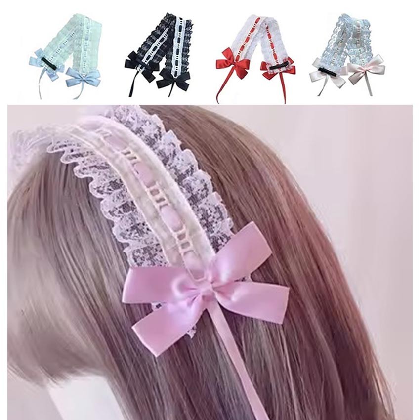 Bando Anime Kostum Lolita Maid Anime Cosplay Pembantu / Bondu Wanita Cosplay Bando Renda Lucu