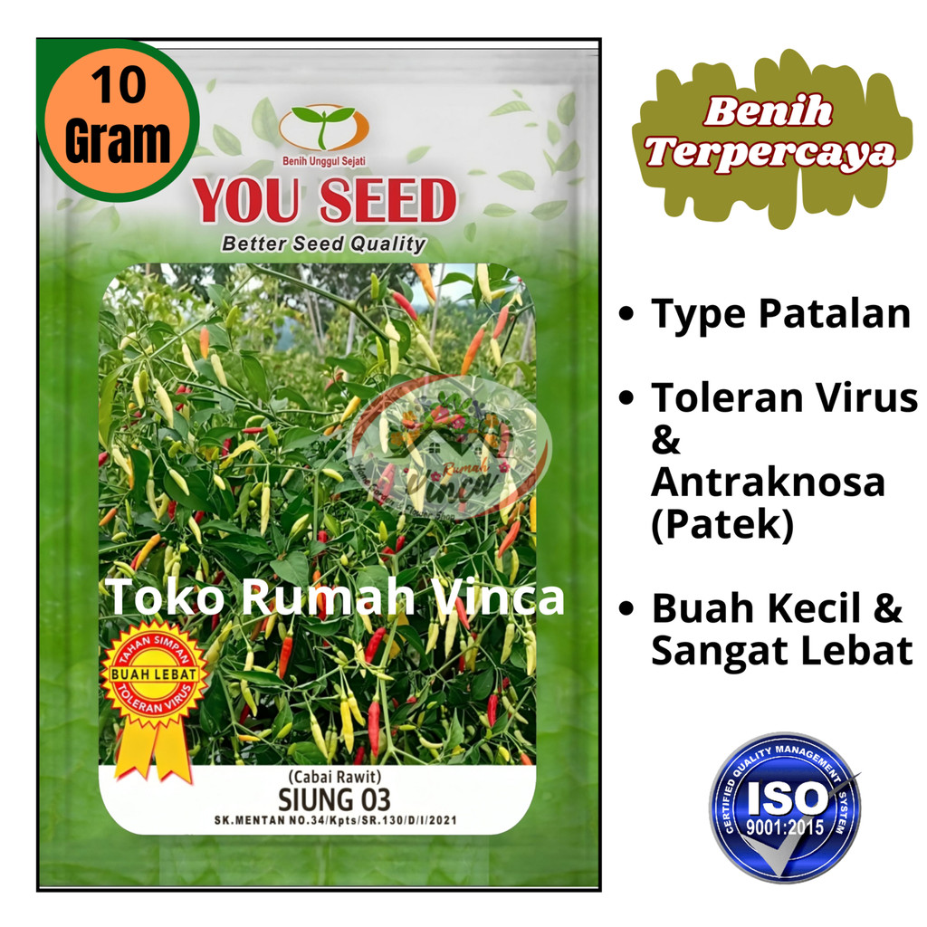 Benih Bibit Cabe Rawit Setan tipe Patalan SIUNG 03 dari cap You Seed isi 10 gram