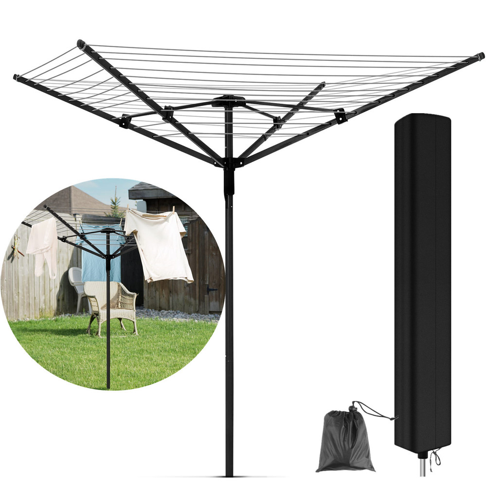 

Rotary Outdoor Umbrella Clothes Drying Rack Cover Waterproof Weather Resistant Foldable Protection Cover Tear Resistant W Zipper