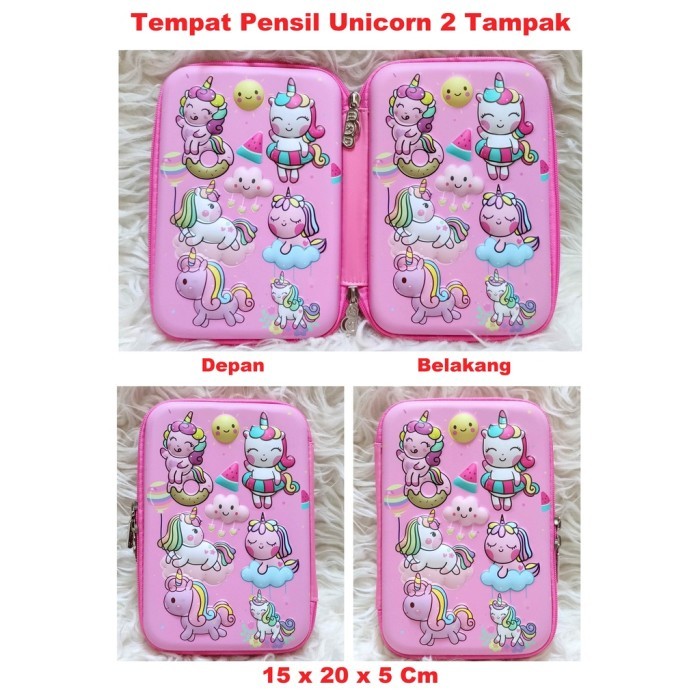 

[P R O M O] Kotak Pensil Timbul 3D Karakter 2 Sisi /Pencil Hard Case Model Smiggle - Unicorn