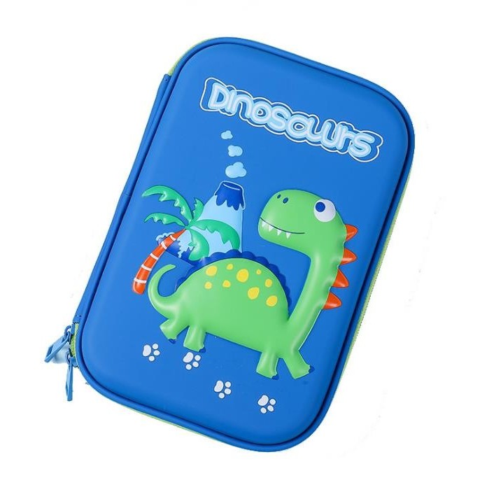 

[P r o m o]New Tempat pensil kotak pensil 3D Dino Cowo Hardtop Pencil Case - Dino Biru