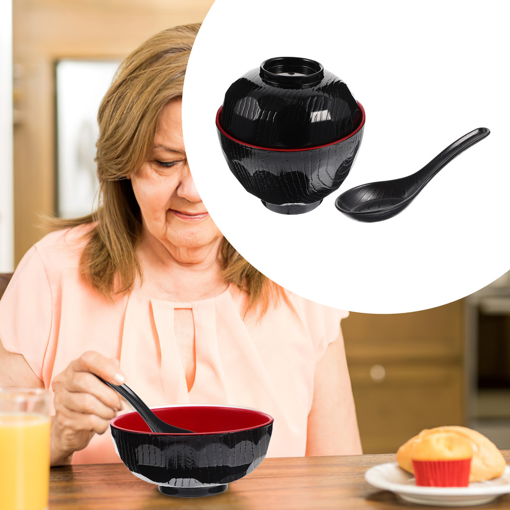 Soup Bowls Miso Japanese Style Rice Kitchen Japanese-style Household Black Multi-function
