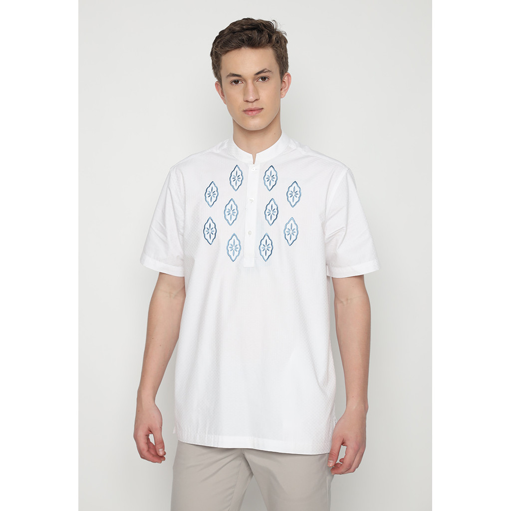 JOBB Aqeel Baju Koko Pria Lengan Pendek Regular Fit Putih