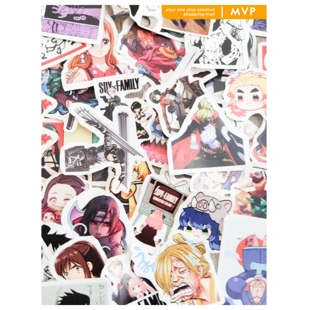 

MVP Stiker Anime One Piece Naruto Haikyu Stiker Karakter Set AOT Kimetsu No Yaiba Spy X Family