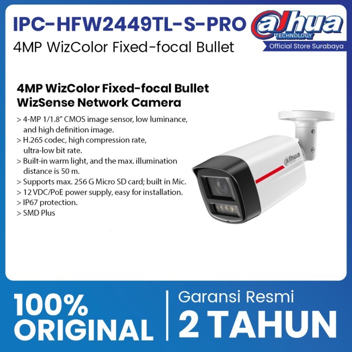 DAHUA IPC-HFW2449TL-S-PRO 4MP WizColor Outdoor Camera WizSense