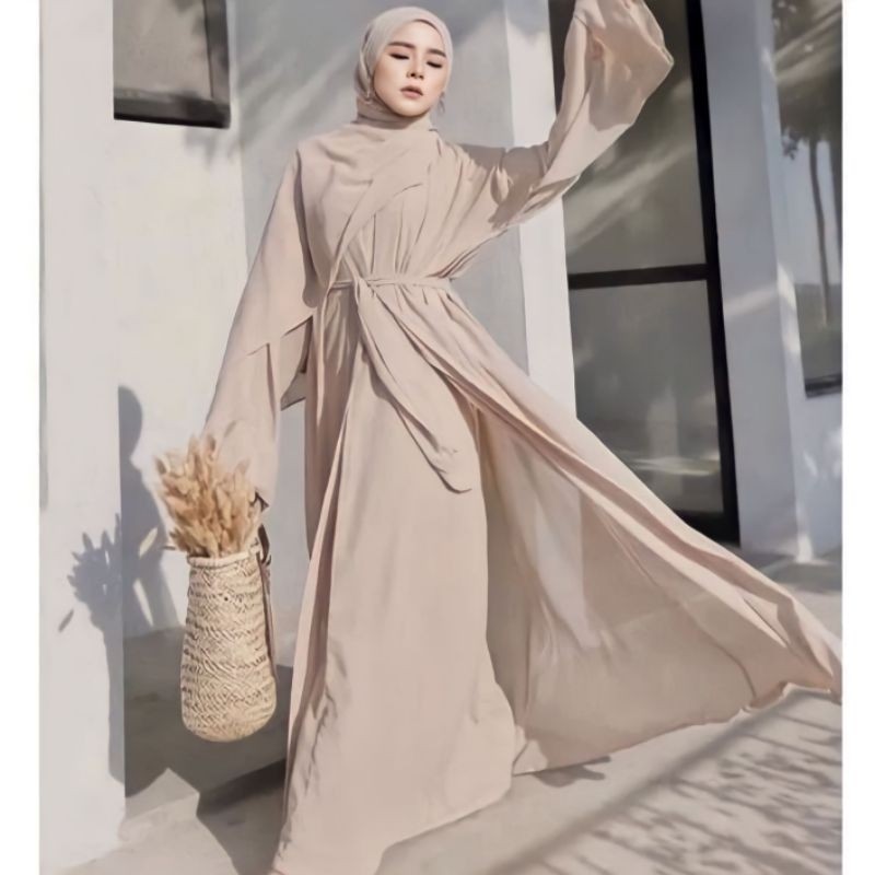 TERBARU ABAYA MEDINA (SET HIJAB) OUTER MENYATU / GAMIS ABAYA BASIC HITAM TURKEY ARAB / ABAYA POLOS M