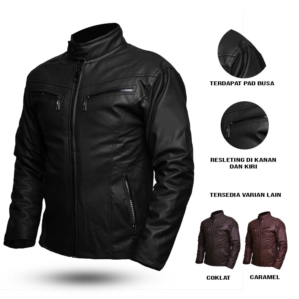 Promo Jaket Kulit Motor Pria Elegan Jaket touring pria kulit / Jaket Kulit Pria Sintetis / Jaket Kul