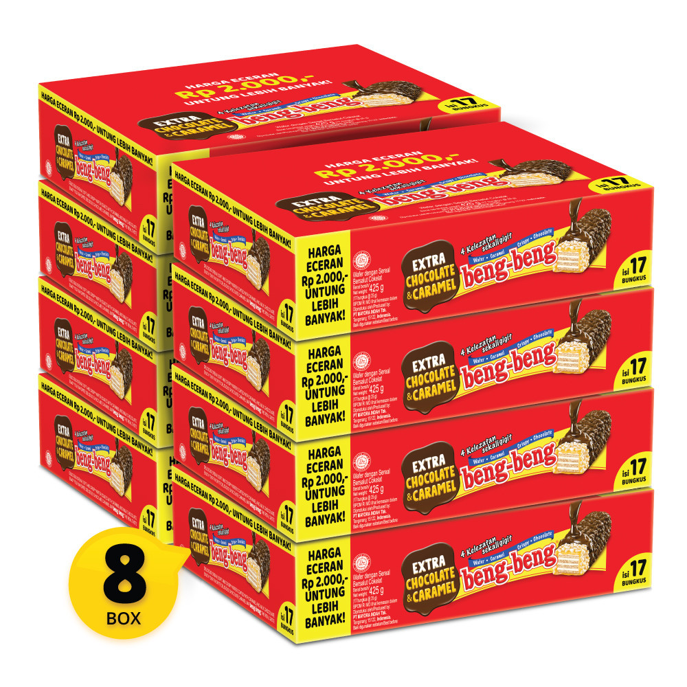 

1 Karton (8 Box) Wafer Coklat Caramel Crispy Beng Beng Regular